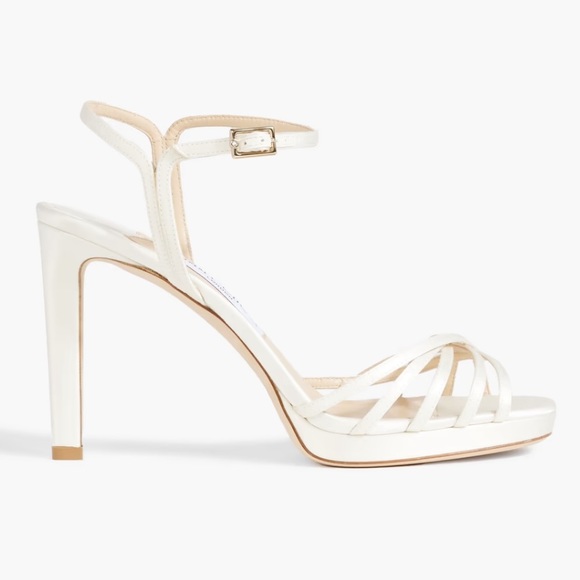 Jimmy Choo White Satin Heels Lilah 100 Satin Sandals - Wedding Bride Shoes - Picture 3 of 16